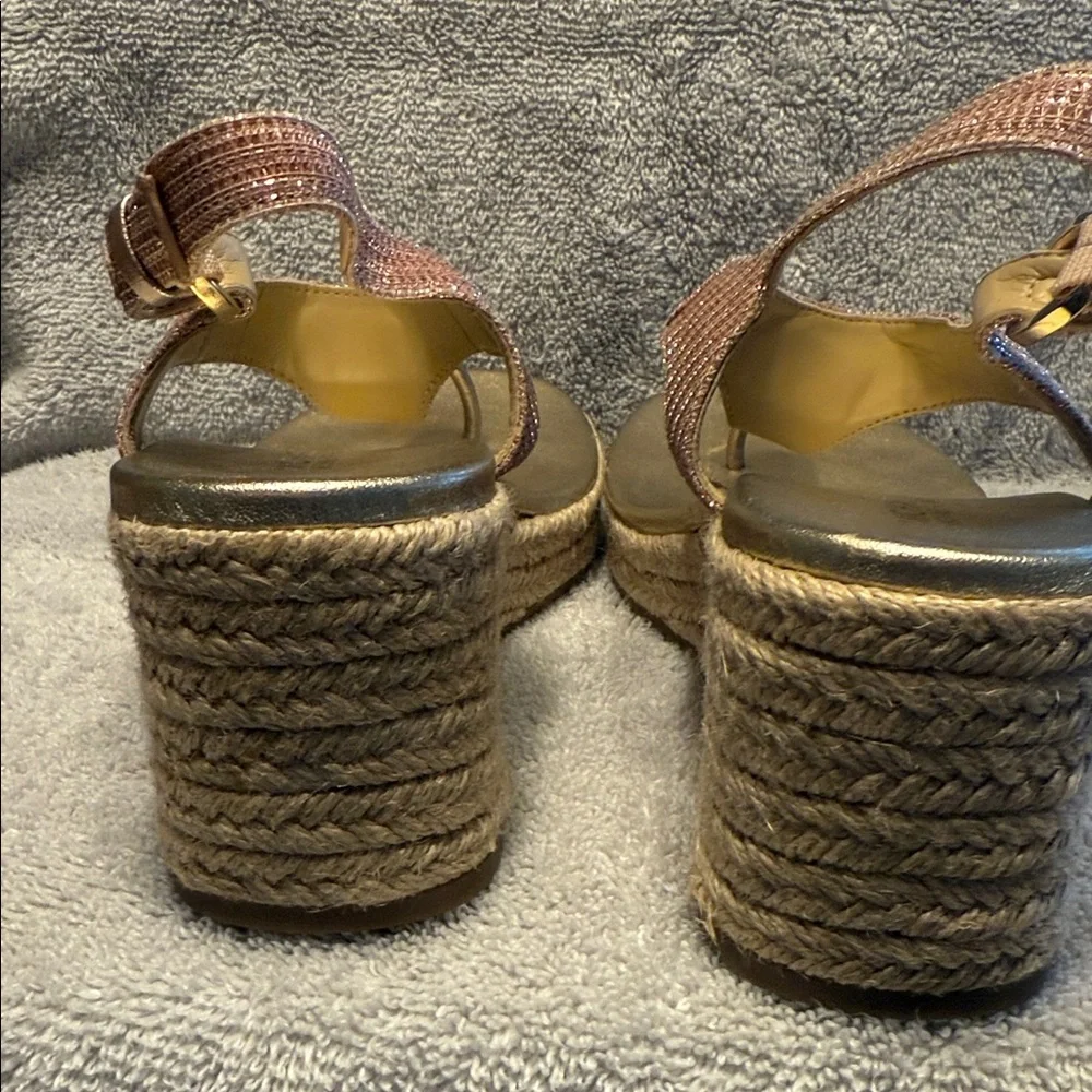 Michael Kors Pink and Gold Wedge Sandals